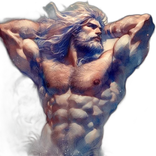 hair, creature, fantasy art, photorealistic, concept art, comic book art, blue, imposing transparent PNG cut-out