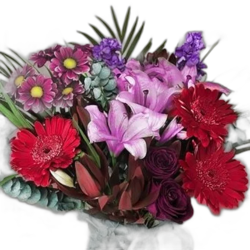flower, crown, photorealistic, colorful, vibrant, bouquet, featuring, red transparent PNG cut-out