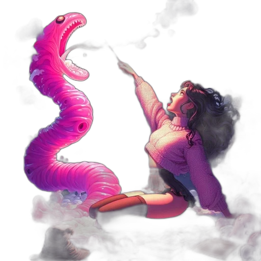dragon, creature, concept art, fantasy art, vaporwave, watercolor, underwater, fire transparent PNG cut-out