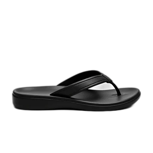shoes, 3d render, monochrome, black, flip-flop, simple, design, single transparent PNG cut-out