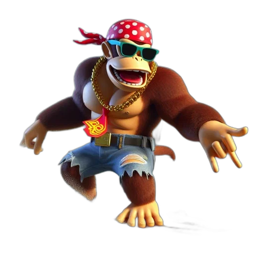 animal, creature, concept art, 3d render, animated, gorilla, sunglasses, bandana transparent PNG cut-out