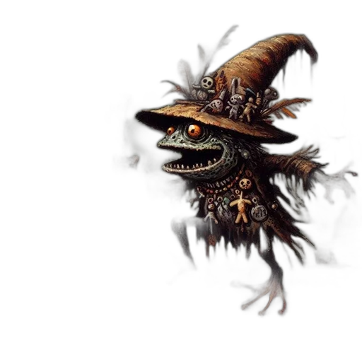 mask, creature, dragon, hat, concept art, fantasy art, pixel art, 3d render transparent PNG cut-out
