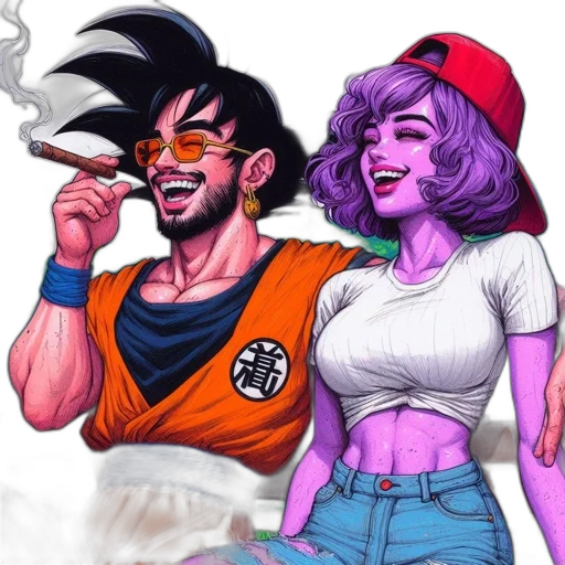 comic book art, concept art, cartoon, anime, fire, neon lights, neon, colorful transparent PNG cut-out