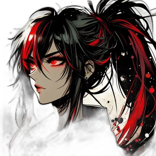 mask, face, fantasy art, anime, concept art, pixel art, red, dark transparent PNG cut-out