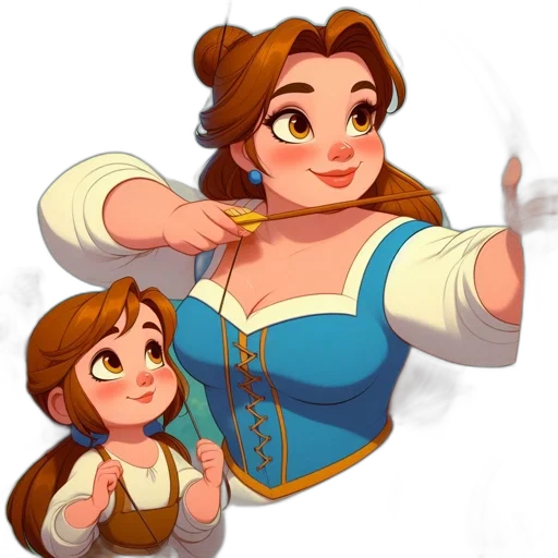 staff, dress, concept art, cartoon, pixel art, 3d render, two, female transparent PNG cut-out