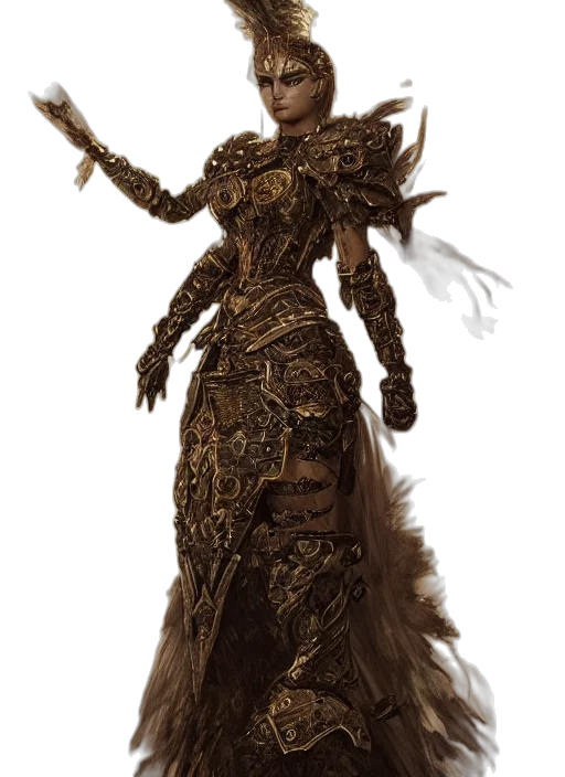 staff, dress, hair, creature transparent PNG cut-out