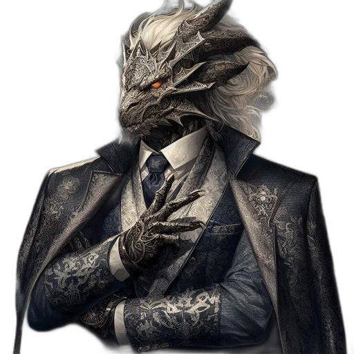 mask, dragon, jacket, animal, concept art, fantasy art, cyberpunk, photorealistic transparent PNG cut-out