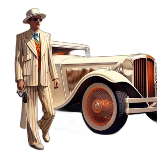 car, concept art, photorealistic, 3d render, pixel art, earth tones, golden, man transparent PNG cut-out
