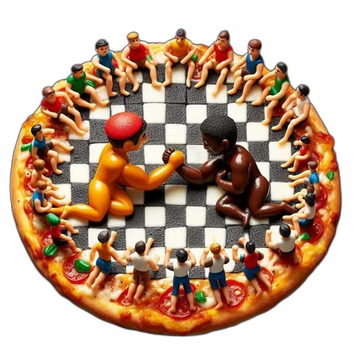 food, crown, 3d render, concept art, pizza, chessboard, pattern, has transparent PNG cut-out