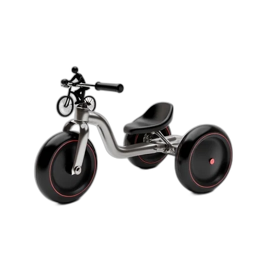 3d render, photorealistic, sleek, modern, tricycle, shiny, metallic, frame transparent PNG cut-out