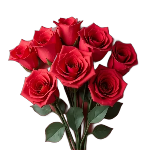 flower, photorealistic, 3d render, red, roses, paper, bouquet transparent PNG cut-out