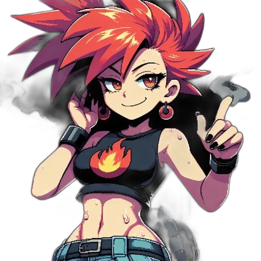weapon, staff, jacket, concept art, cartoon, pixel art, anime, fire transparent PNG cut-out