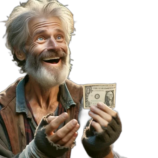 face, concept art, 3d render, old, man, evidently, overjoyed, receiving transparent PNG cut-out