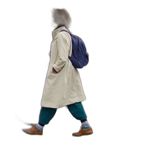 jacket, staff, concept art, 3d render, person, white, coat, walking transparent PNG cut-out