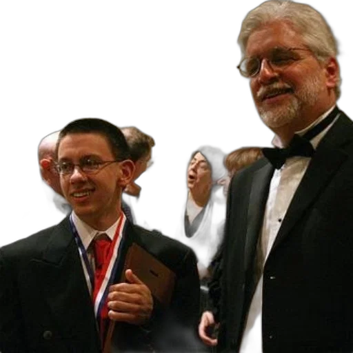 staff, man, tuxedo, stands, next, young, boy, holding transparent PNG cut-out