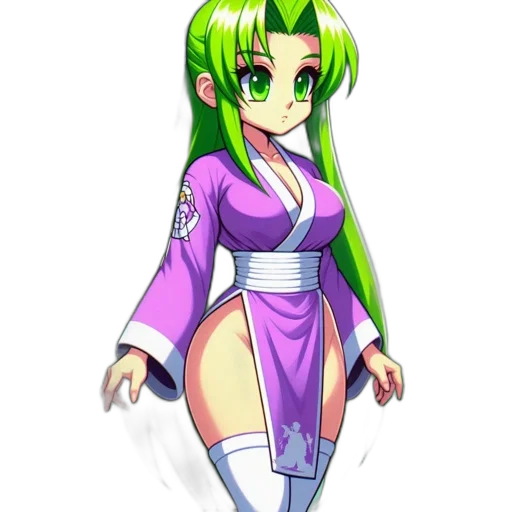 dress, staff, pixel art, anime, fantasy art, concept art, green, neon transparent PNG cut-out