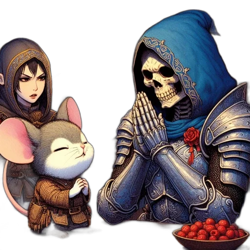 concept art, pixel art, fantasy art, comic book art, elf-like, woman, gazes, mouse-like transparent PNG cut-out