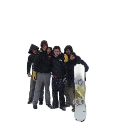 staff, jacket, umbrella, 3d render, snow, outer space, group, snowboarders transparent PNG cut-out