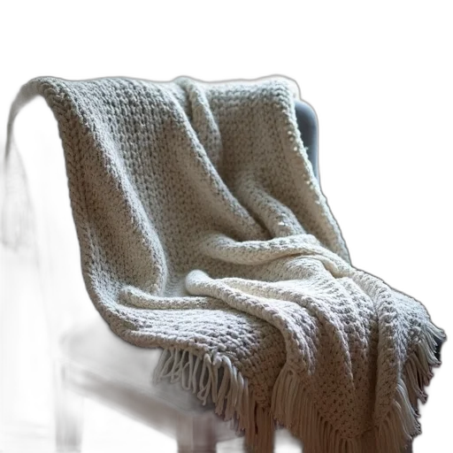 furniture, dress, 3d render, monochrome, earth tones, textured, knitted, blanket transparent PNG cut-out