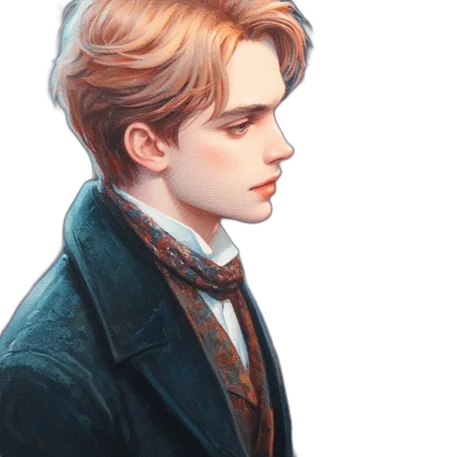 jacket, face, hair, staff, oil painting, watercolor, photorealistic, fantasy art transparent PNG cut-out
