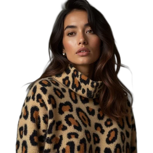 jacket, dress, model, wearing, animal, print, jumper transparent PNG cut-out
