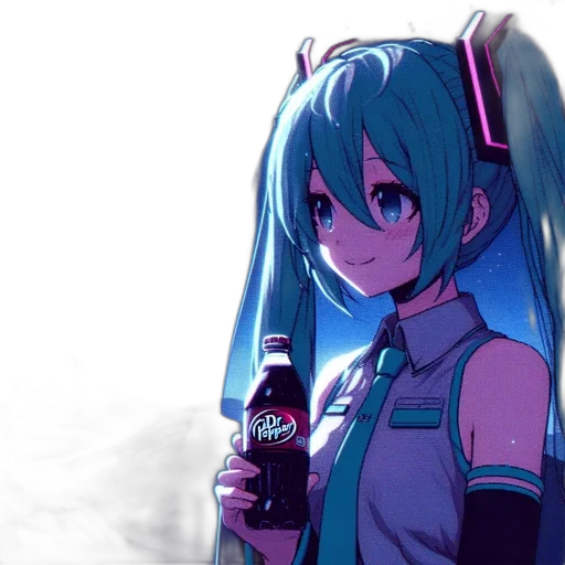 bottle, robot, weapon, food, anime, vaporwave, pixel art, cyberpunk transparent PNG cut-out