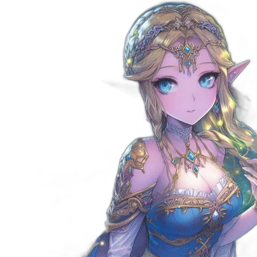 dress, crown, staff, fantasy art, concept art, pixel art, anime, pastel transparent PNG cut-out