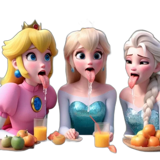 food, 3d render, concept art, three, female, cartoon, characters, sit transparent PNG cut-out