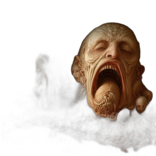 face, creature, mask, concept art, photorealistic, 3d render, fantasy art, snow transparent PNG cut-out
