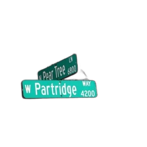 street, signs, pear, tree, lane, partridge, way, background transparent PNG cut-out