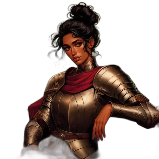 fantasy art, concept art, pixel art, comic book art, golden, earth tones, woman, wears transparent PNG cut-out