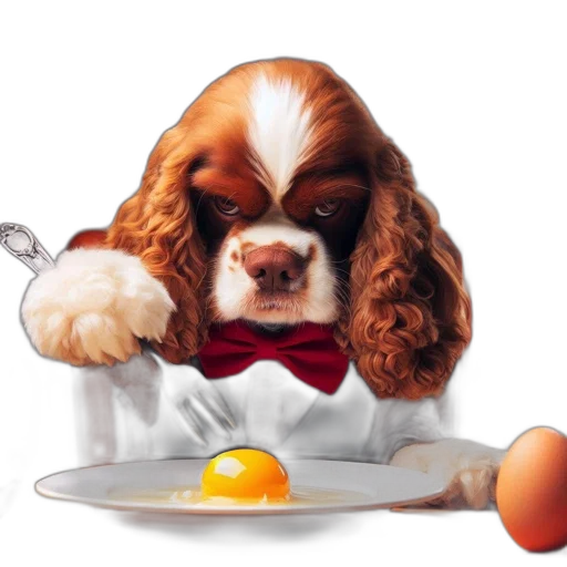 food, animal, photorealistic, elegantly, dressed, cavalier, king, charles transparent PNG cut-out