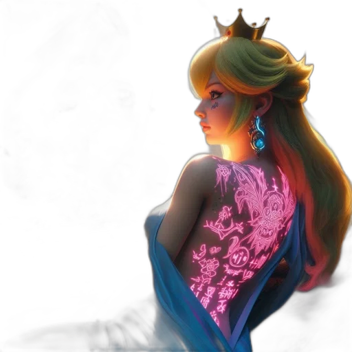 crown, dress, concept art, fantasy art, watercolor, 3d render, neon, pastel transparent PNG cut-out
