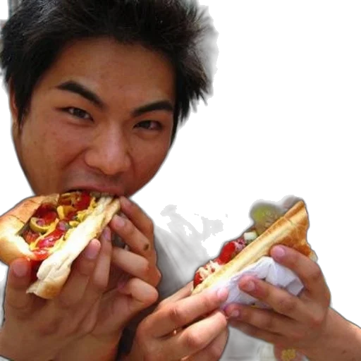 food, staff, weapon, face, photorealistic, two, men, enjoying transparent PNG cut-out