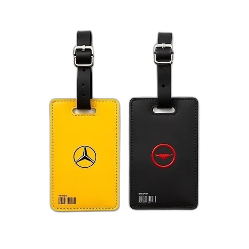 two, luggage, tags, displayed, against, white, background, tag transparent PNG cut-out
