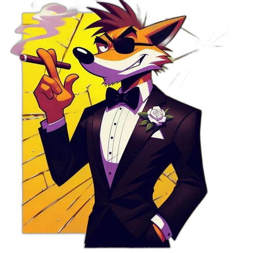 staff, mask, jacket, animal, cartoon, pixel art, concept art, comic book art transparent PNG cut-out