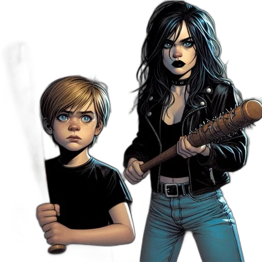 comic book art, concept art, cartoon, fantasy art, two, animated, characters, boy transparent PNG cut-out