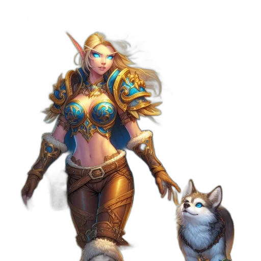 staff, fantasy art, concept art, pixel art, comic book art, blue, golden, female transparent PNG cut-out