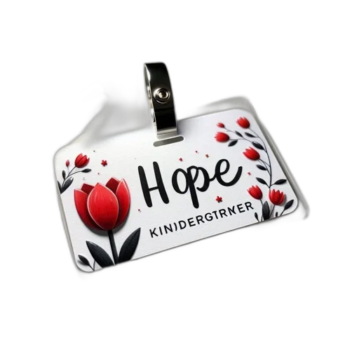 image, displays, name, badge, card, featuring, red, tulip transparent PNG cut-out