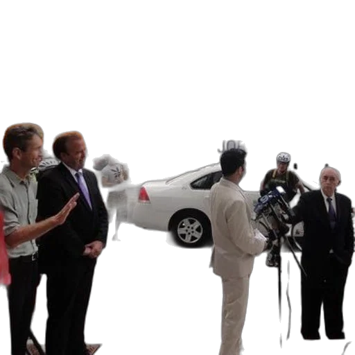 car, staff, group, men, suits, standing, street, corner transparent PNG cut-out