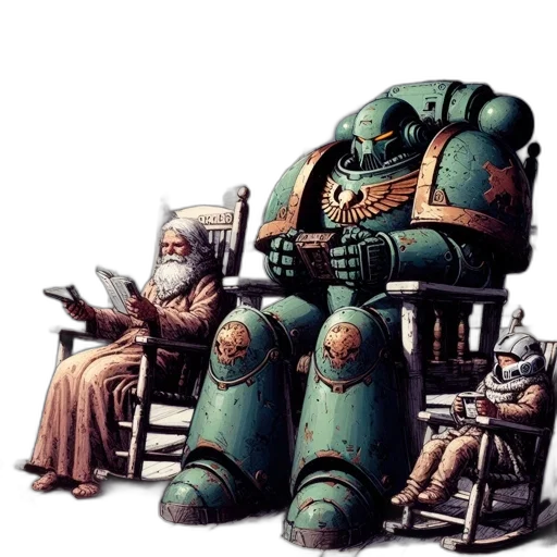 robot, furniture, concept art, fantasy art, 3d render, watercolor, outer space, green transparent PNG cut-out