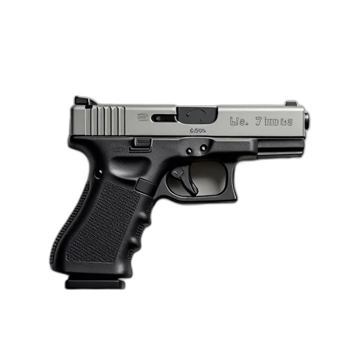 weapon, first, image, shows, close-up, glock, pistol, black transparent PNG cut-out
