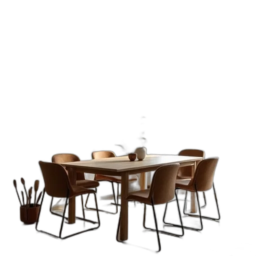 furniture, food, 3d render, concept art, photorealistic, earth tones, monochrome, dark transparent PNG cut-out