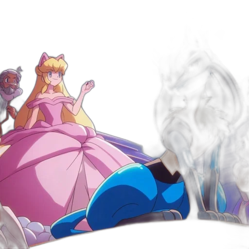 dress, crown, concept art, vaporwave, anime, fantasy art, fire, underwater transparent PNG cut-out