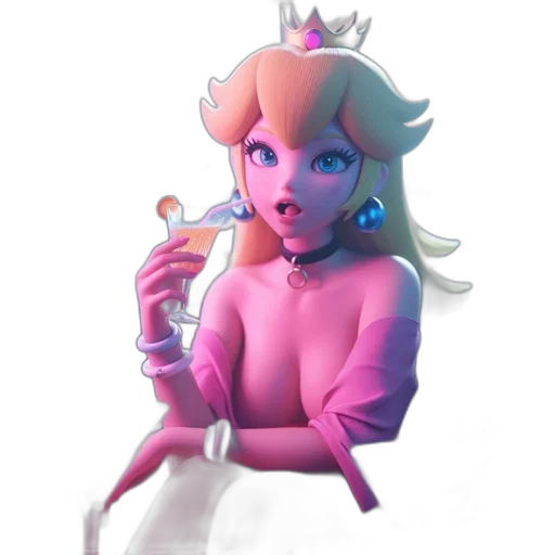 staff, dress, crown, jewelry, concept art, 3d render, vaporwave, fantasy art transparent PNG cut-out