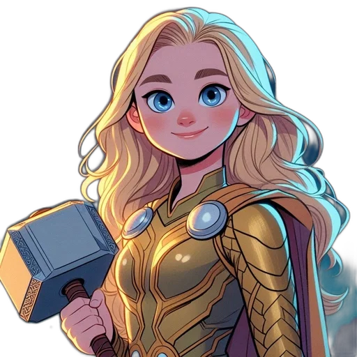 comic book art, fantasy art, cartoon, pixel art, golden, animated, blonde, armored transparent PNG cut-out