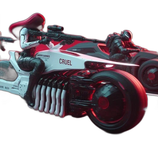weapon, car, robot, concept art, 3d render, cyberpunk, futuristic, scene transparent PNG cut-out