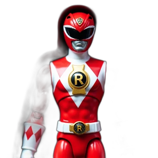 robot, 3d render, concept art, comic book art, photorealistic, red, power, rangers transparent PNG cut-out