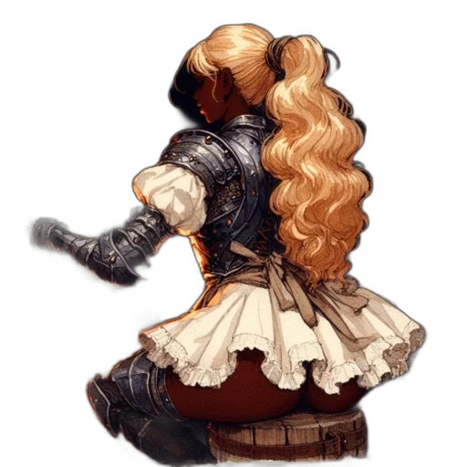 staff, dress, hair, weapon, concept art, fantasy art, pixel art, watercolor transparent PNG cut-out