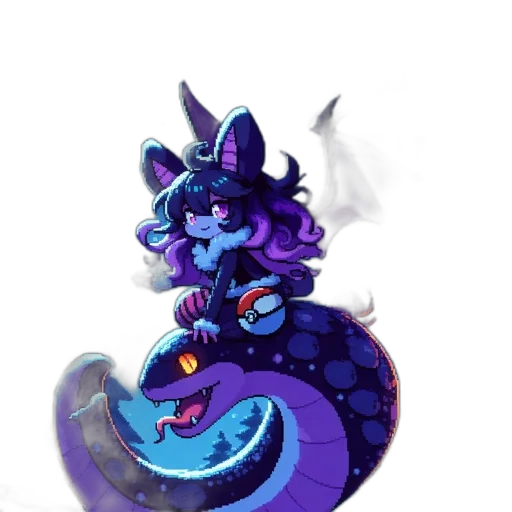 dragon, staff, creature, concept art, fantasy art, pixel art, vaporwave, blue transparent PNG cut-out